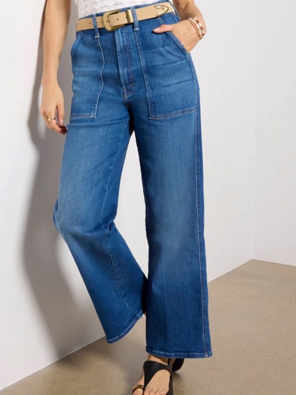 Mother The Stitch Up Maven Hover Wide Leg Jeans In Nip It In The Bud Size 29